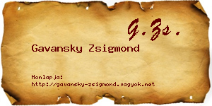 Gavansky Zsigmond névjegykártya
